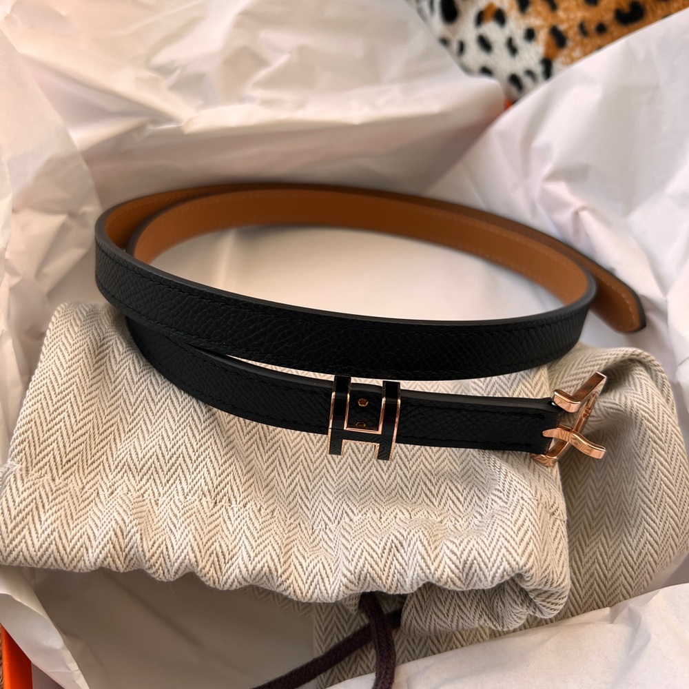 Authentic Hermes Pop h belt size 75 black with gold color hardware
